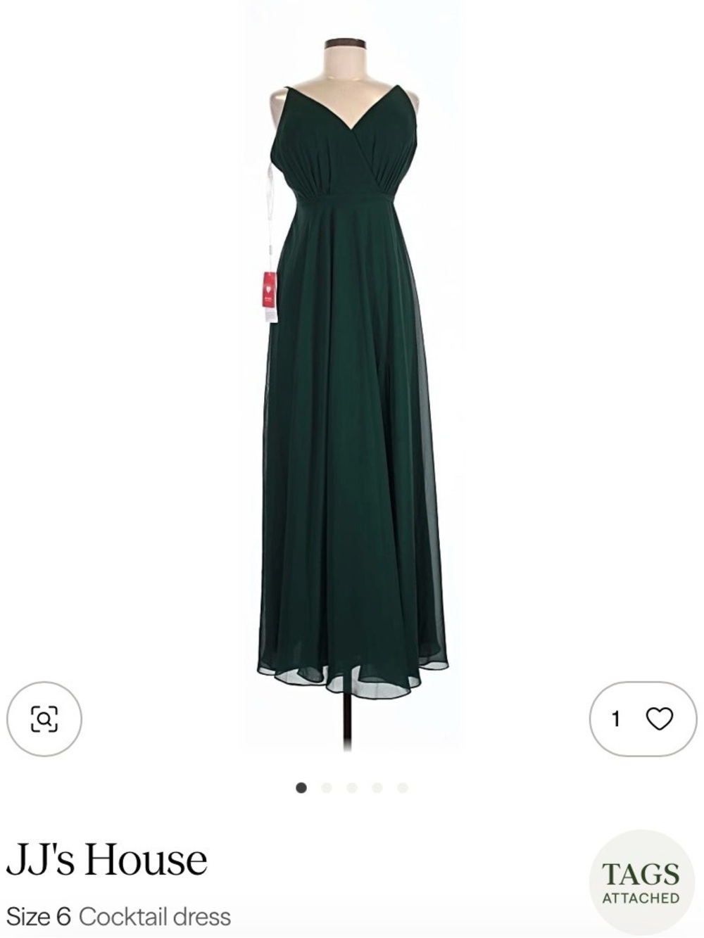 JJs House Dark Green V-Neck Maxi Evening Gown